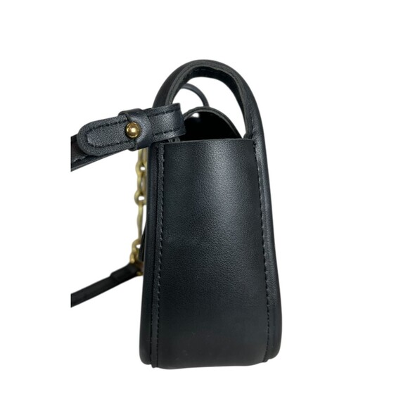 Meigefei Small Black Flap Front Shoulder Bag Handbag w Chain Detail - Picture 4 of 8